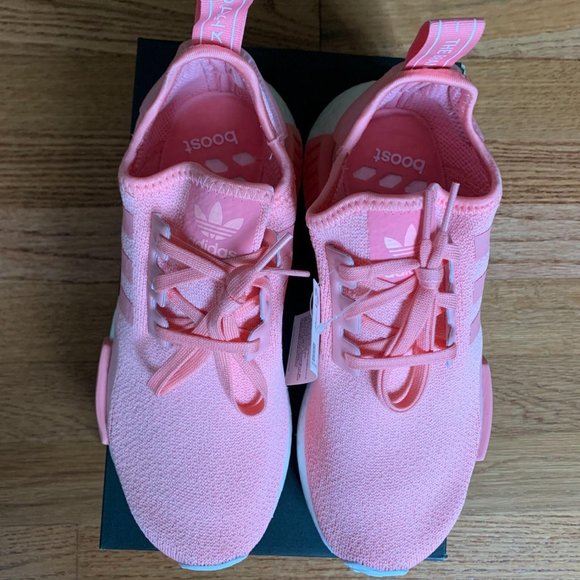 Adidas NMD R1 Pink / White Shoes - Picture 5 of 9